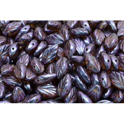 Beech Leaf Beads 7x11 mm N. 1703 OPAQUE GREY SPOTTED