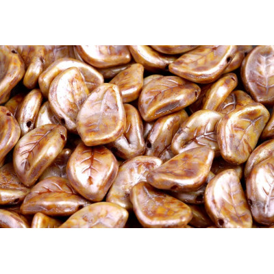 Wavy Leaf Beads 9x14 mm N. 1628 WHITE ALABASTER BEIGE LAZURA