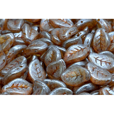 Wavy Leaf Beads 9x14 mm N. 1719 CRYSTAL IVORY SPOTTED