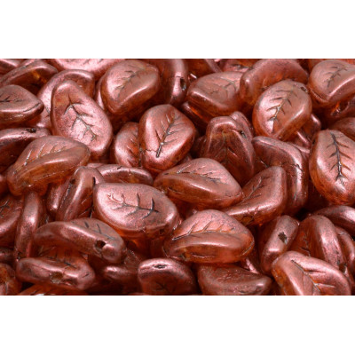 Wavy Leaf Beads 9x14 mm N. 1721 CRYSTAL SALMON SPOTTED