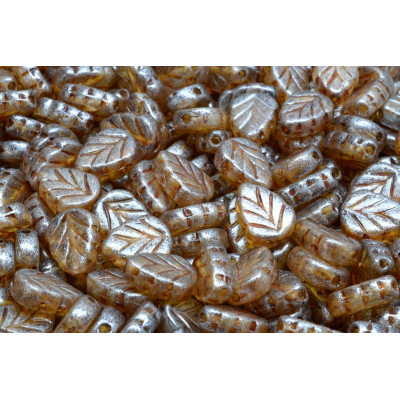 Mint Leaf Beads 10x8 mm N. 1726 CRYSTAL IVORY SPOTTED