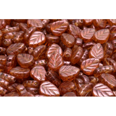 Mint Leaf Beads 10x8 mm N. 1728 CRYSTAL SALMON SPOTTED