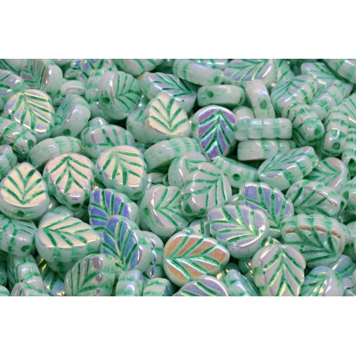 Mint Leaf Beads 10x8 mm N. 2646 Alabaster Opal Ab Green Decor