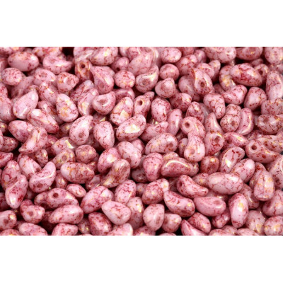 Lily Petal Beads 4x6 mm N. 1622 WHITE ALABASTER VIOLET TERRACOTTA