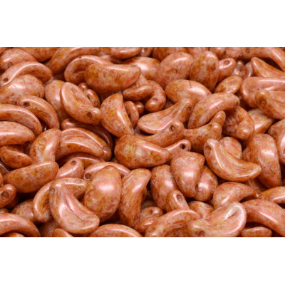 Curved petal beads N. 1707 OPAQUE SALMON SPOTTED