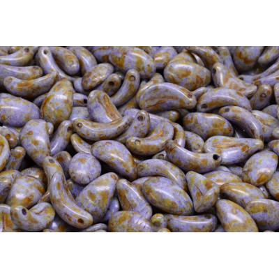 Curved petal beads N. 1711 OPAQUE  DARK VIOLET SPOTTED
