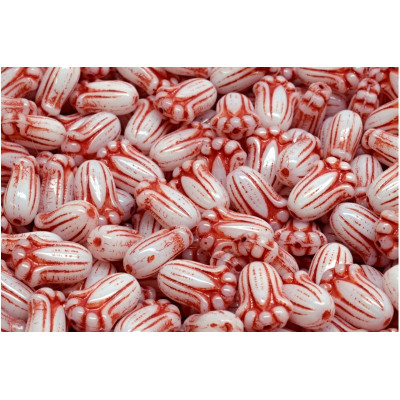 Tulip Bud Beads N. 2957 WHITE ALABASTER Fuchsia Decor