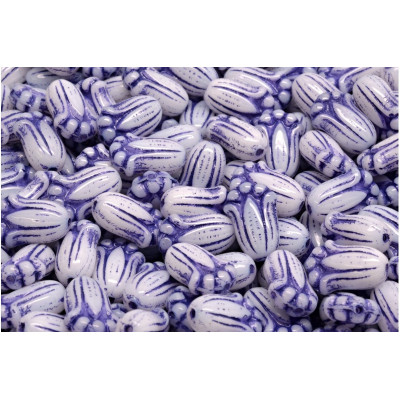 Tulip Bud Beads N. 2958 WHITE ALABASTER BLUE DECOR