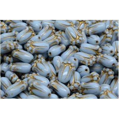 Tulip Bud Beads N. 2963 PURPLE BLUE/GOLD