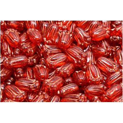 Tulip Bud Beads N. 2971 Light Red Transparent /COPPER