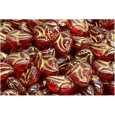 Flower Bud Beads 15x10 N. 3326 RUBY/GOLD