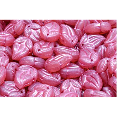 Flower Bud Beads 15x10 N. 3328 OPAL ROSE PINK DECOR