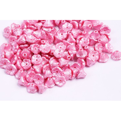 Pink Bell Flower Cup Beads 7x5mm Czech Glass | Rutkovsky