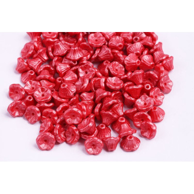 Bell Flower Cup Beads 7x5mm Red Czech Glass | 10 pcs