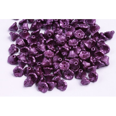 Bell Flower Cup Beads 7x5mm Violet Purple Pearl | Czech Glass