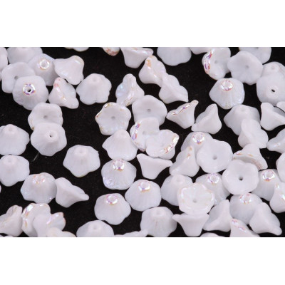 Bell Flower Cup Beads 7x5mm White Alabaster AB 02010/28701