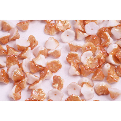 Bell Flower Cup Beads 7x5mm White Apricot 02010/29121 | Czech Glass