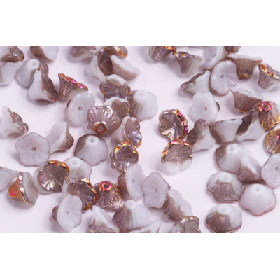 Bell Flower Cup Beads 7x5mm White Sliperit 02010/29501