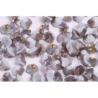 Bell Flower Cup Beads 7x5mm White Alabaster Marea 02010 | Czech Glass