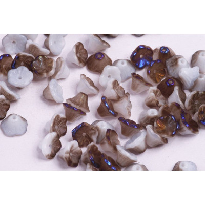 Bell Flower Cup Beads 7x5mm White Alabaster Azuro 02010/29901