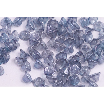 Bell Flower Cup Beads 7x5mm Crystal Blue Luster 00030/14464