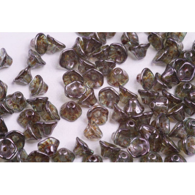 Bell Flower Cup Beads 7x5mm Crystal Blue Glaze 65431 | Czech Glass