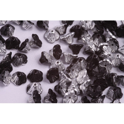 Bell Flower Cup Beads 7x5mm Jet Labrador 23980/27001 | Czech Glass