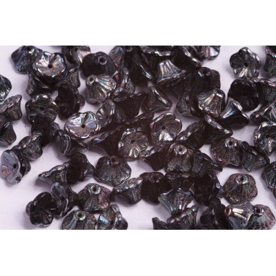 Bell Flower Cup Beads 7x5mm Jet Apricot 23980/29121 | Rutkovsky