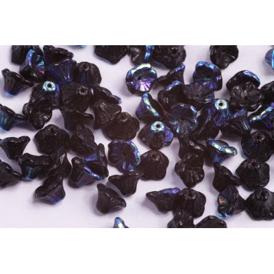 Bell Flower Cup Beads 7x5mm Jet AB 23980/28701 | Czech Glass