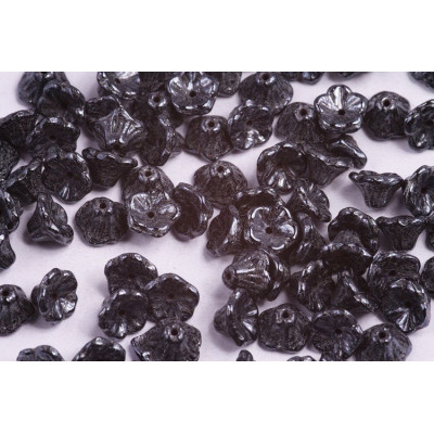 Bell Flower Cup Beads 7x5mm Jet Hematite 23980 | Czech Glass