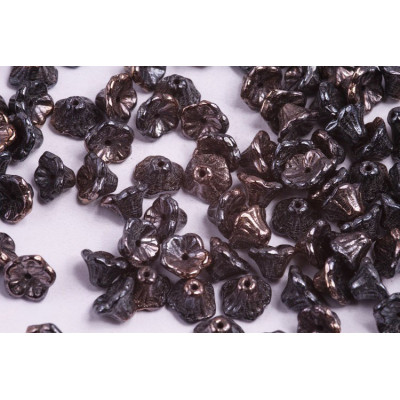 Bell Flower Cup Beads 7x5mm Black Combi Luster 23980/91502