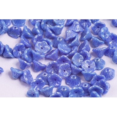 Bell Flower Cup Beads 7x5mm Light Blue White Luster 33020 | Czech