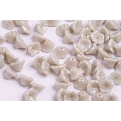 Bell Flower Cup Beads 7x5mm Gray White Luster 43000 | Czech Glass