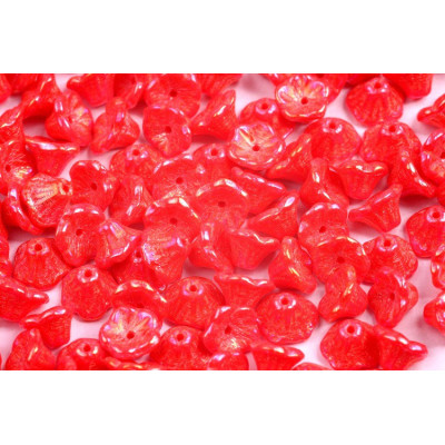 Bell Flower Cup Beads 7x5mm Coral Red Iris 93180/21405 | Czech Glass