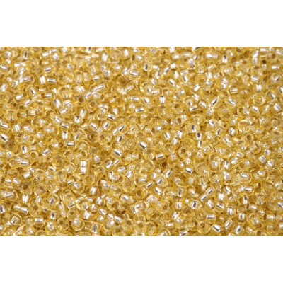 Czech Seed Beads 10/0 Crystal White Heart Yellow 78281 | Preciosa