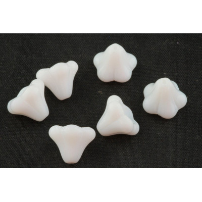 Bell Flower Beads 11x13mm White Alabaster 02010 | Czech Glass