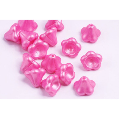 Bell Flower Beads 11x13mm Pearl Shine Light Fuchsia 24005 | Czech