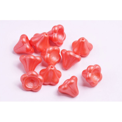Bell Flower Beads 11x13mm Pearl Shine Light Coral 02010 | Glass Beads