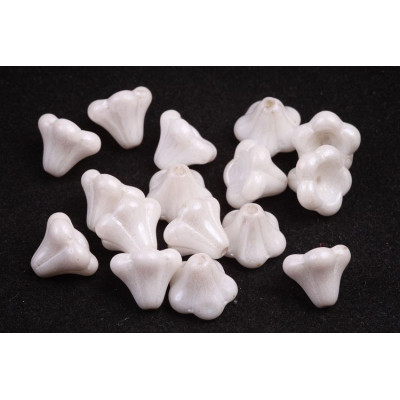 Bell Flower Beads 11x13mm White Alabaster Luster 02010 | Glass Beads