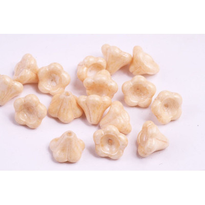 Bell Flower Beads 11x13mm Light Beige Alabaster 02010/14413 | Czech
