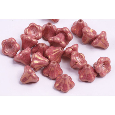 Bell Flower Beads 11x13mm Mauve & Gold | Czech Glass Beads