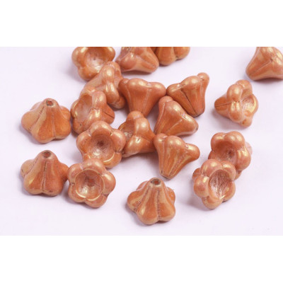 Bell Flower Beads 11x13mm Copper Czech Glass | Rutkovsky