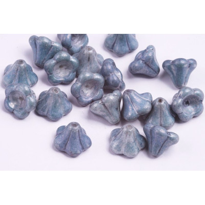 Bell Flower Beads 11x13mm Blue Czech Glass | Rutkovsky