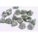 Bell Flower Beads 11x13mm Green Czech Glass Rutkovsky | 4pcs