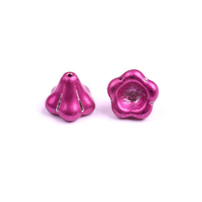 Fuchsia Bell Flower Beads 11x13mm 00030/12037/4000 | Czech Glass