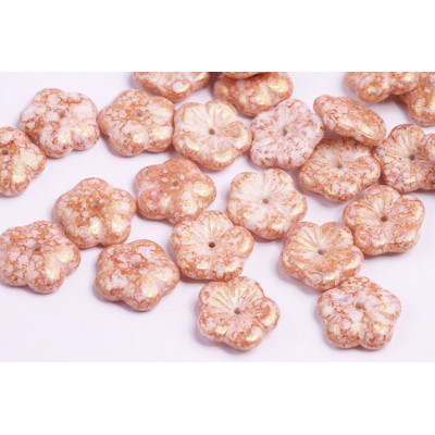 Apple Flower Beads 14x14mm White Terracotta 02010/15495 | Czech Glass