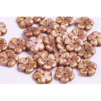 Apple Flower Beads 14x14mm White Bronze Fusion 02010/15695