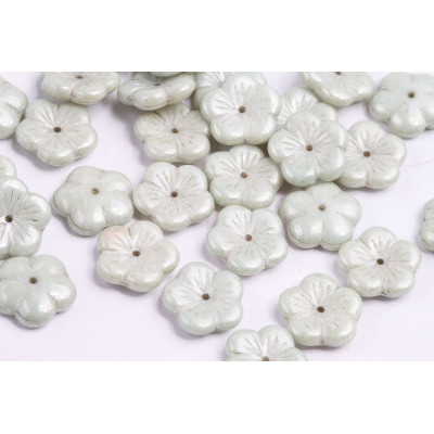 Apple Flower Beads 14x14mm White Green Luster 02010/14457 | Rutkovsky