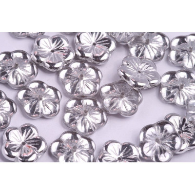 Apple Flower Beads 14x14mm Crystal Labrador 00030/27001 | Czech Glass