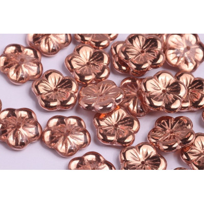 Apple Flower Beads 14x14mm Crystal Capri Gold 27101 | Czech Glass